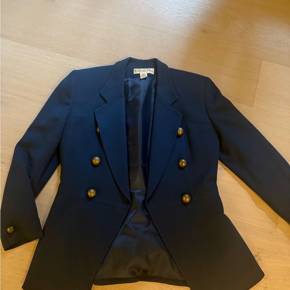 Dior Dark Blue Blazer with Gold Buttons